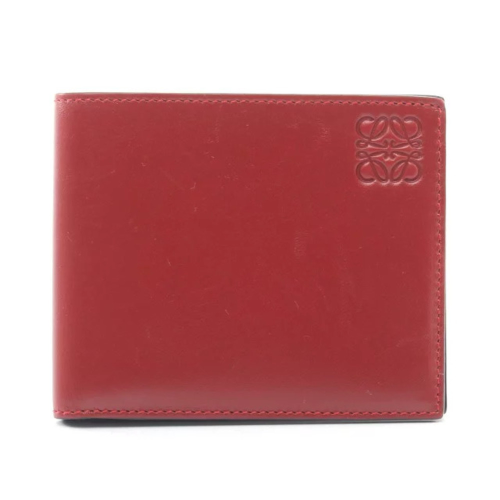 Loewe Anagram Billfold Wallet Leather Bordeaux Purple